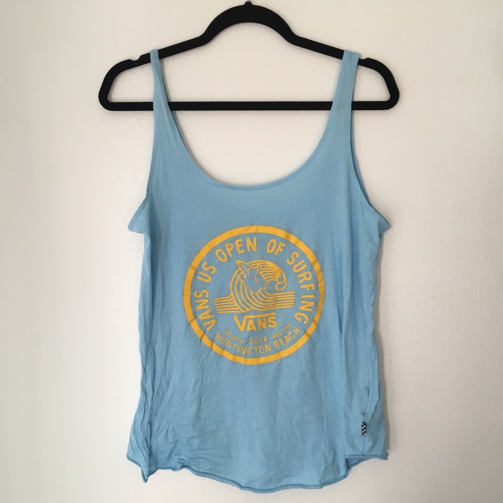Vans Light Blue Tank Top with Yellow Surf Logo
